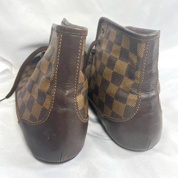 Vintage Louis Vuitton Mens Brown Checker Print Hightop Sneakers Size 9 1/2 - Picture 4 of 4